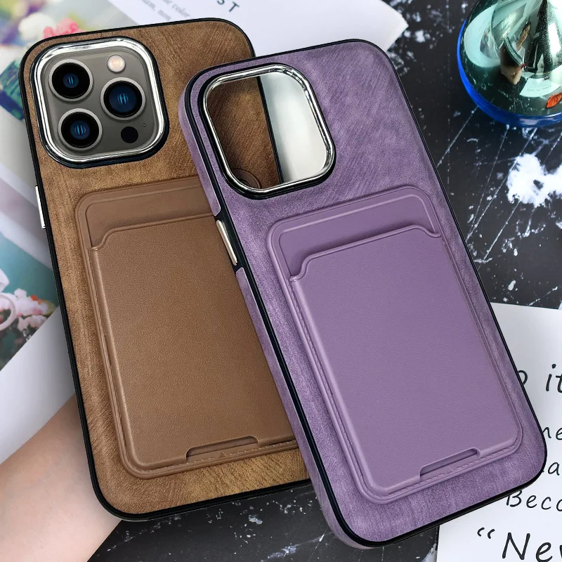 

Suitable for Apple 15pro phone case, suitable for iPhone 14pro card case, leather case, back card, high-end feel