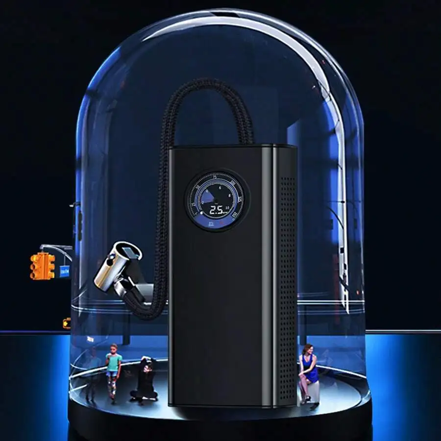 1 Portable Tire Air Pump, Wireless Fast Air Pump, With Multi-Functional Nozzle Adapter And Long-Lasting Lithium Battery,