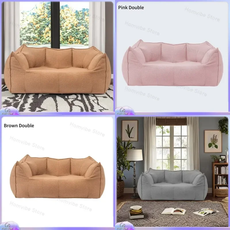 Modern Double Sofa Bean Bag Chair Compression Sofa with Foam and Cotton Filling Vacuum Packaged for Living Room Home