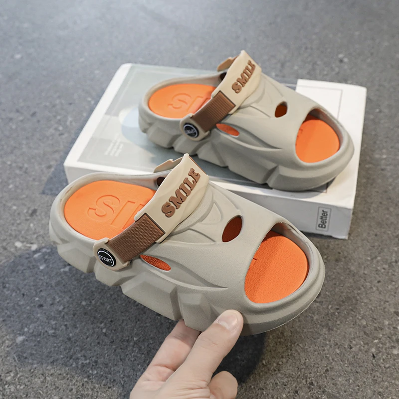 

Summer New Children's Slippers Casual Breathable Baby Home Cool Sandals Soft Bottom Outdoor Two-use Beach One-Strap Slippers