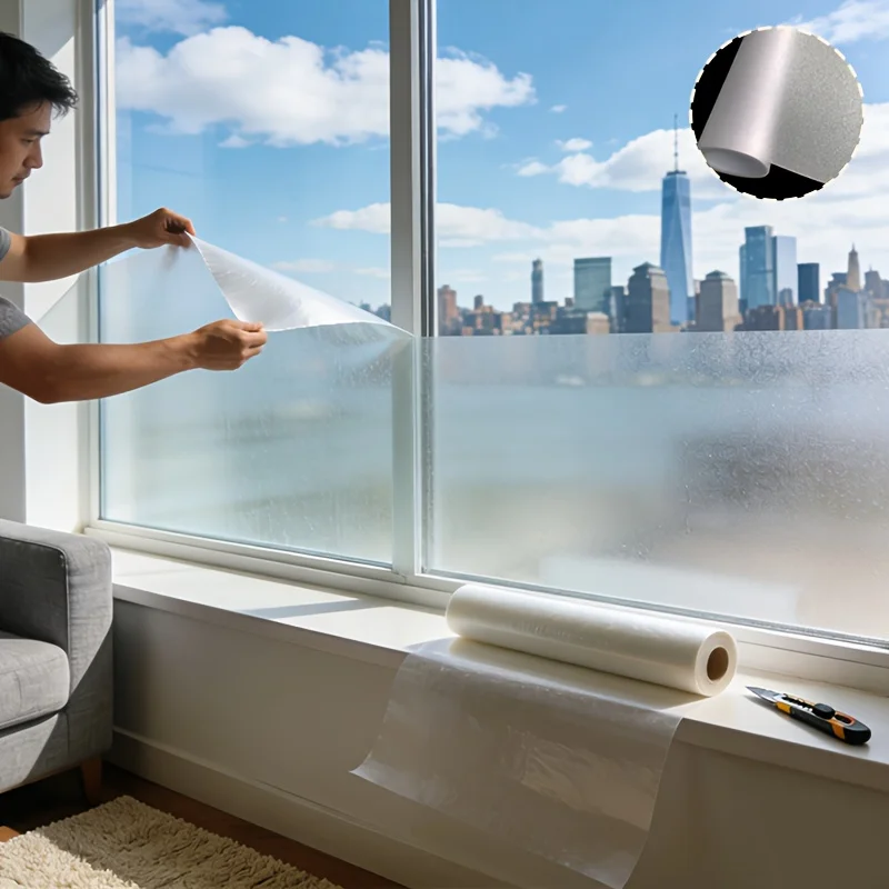 Matte Frosted Privacy Window Film Static Cling Removable Weather Resistant for Home Office Commercial Glass Door Window Partitio - view 4