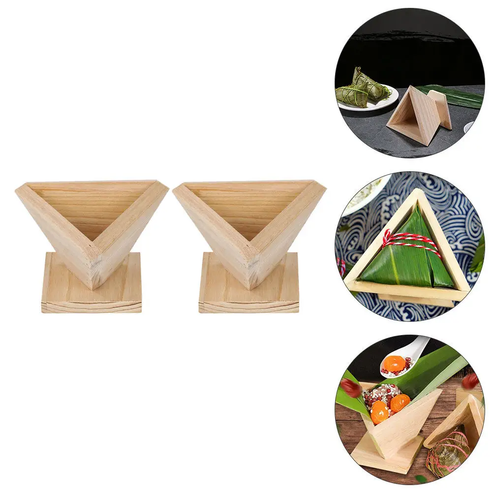 2Pcs Wood Rice-Pudding Mold Triangular Shape Zongzi Making Tool Simplify Homemade Dumpling Preparation Efficient Kitchen