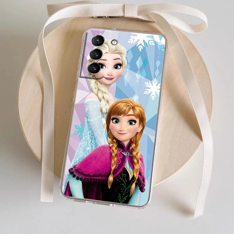 Disney Princess Frozen Anime Transparent Phone Case For Samsung S23 S22 S21 S20 FE Ultra Pro Lite S10 S10E S9 S8 Plus 5G Cover