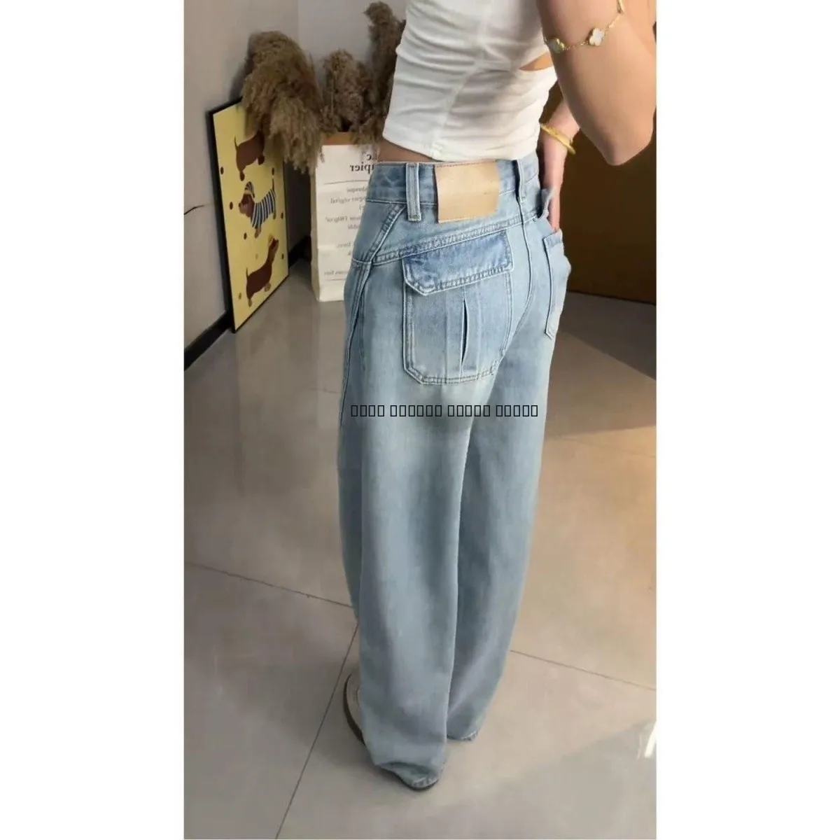 

Slim Wide Leg Denim Jeans Women's New 2026 Thin Autumn High Waist Loose Slimming Knife Pants Casual Cotton Polyester
