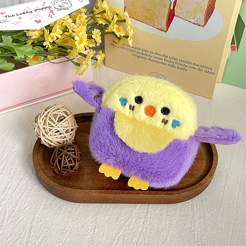 S 1Pcs New Data Cable Bag Earphone Storage Bag Cute Plush Bird Wallet Mini Cartoon Coin Money Bag Pendant