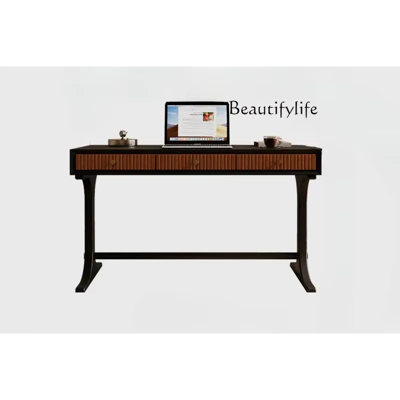 X36 Medieval Style Solid Wood Children's Study Table Bedroom Study Writing Desk With Bookshelf Simple Computer Desk Desk