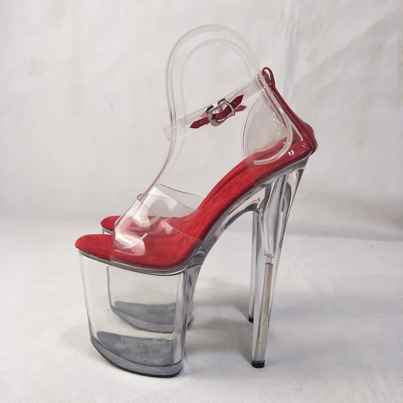 20cm high heels, sexy full transparent crystal sandals, summer fashion dance show 8in high heels  dance shoes