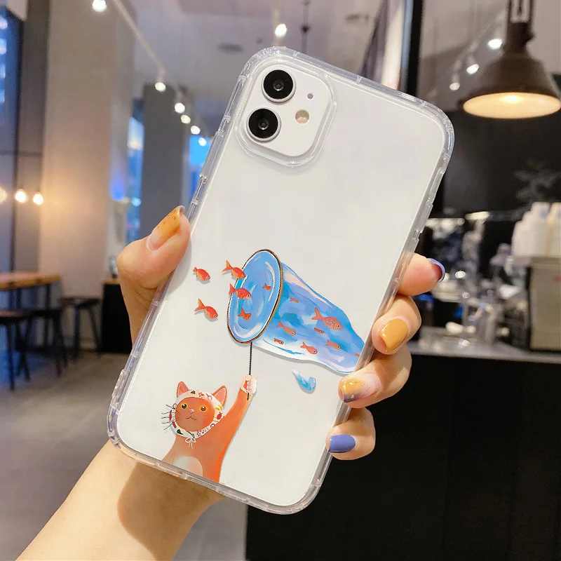 Transparente Katzen-Angel-Handyhülle für iPhone 17 Fundas iPhone 16 18 Pro Max 11 13 15 14 12 Air 17promax Stoßfeste Weiche Hülle – Detail 3
