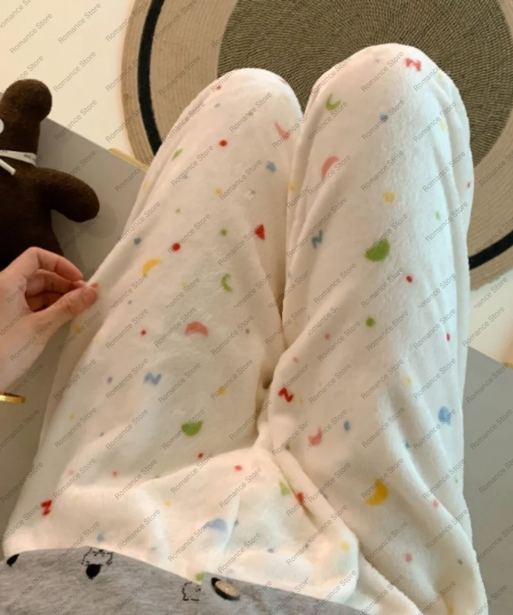 

Женские пижамные штаны на осень-зиму свободные фланелевые Простые и элегантные прогулочные брюки прямого кроя для мужчин и женщин Домашние брюки