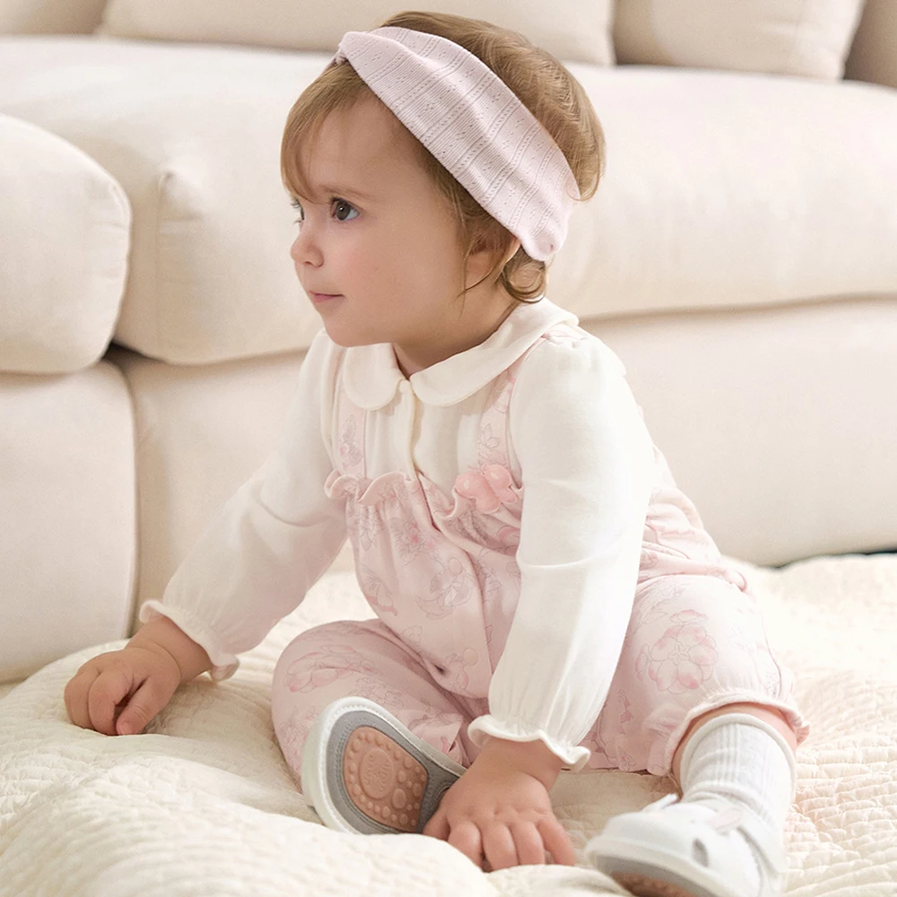 Dave Bella Newborn Spring Knitted Jumpsuit Creeper Girls Cotton Printed Cute Romper Baby Princess Party Clothes DB1261011