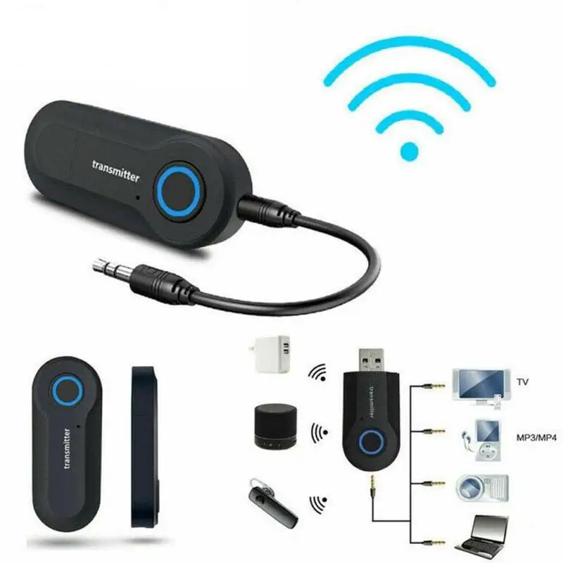 Bluetooth 5.1 Transmitter 3.5mm AUX Jack Audio Adapter Wireless Stereo Low Latency Dongle PC TV Car Headphones Speaker Switch view 3