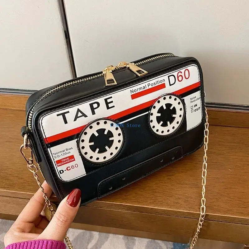 

D0UD Retro Tape Shaped Shoulder Bags Handbags Fashion Crossbody Bag for Women Casual Female Bags