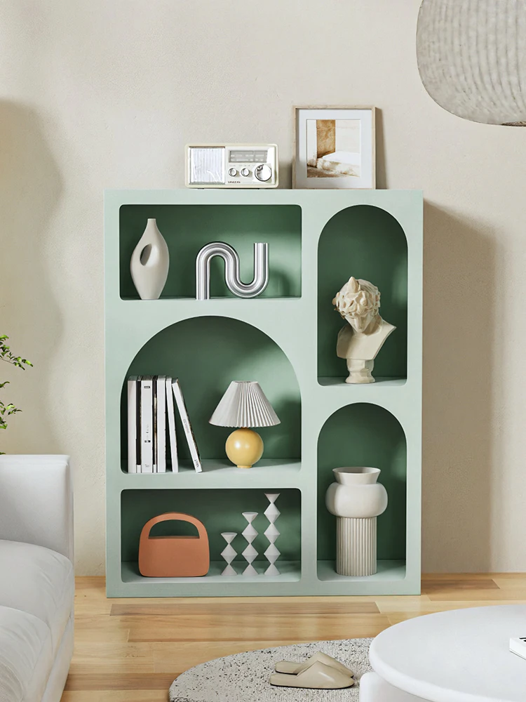 Minimalist cream style storage rack, floor to floor bookshelf, home living room storage cabinet, display rack,