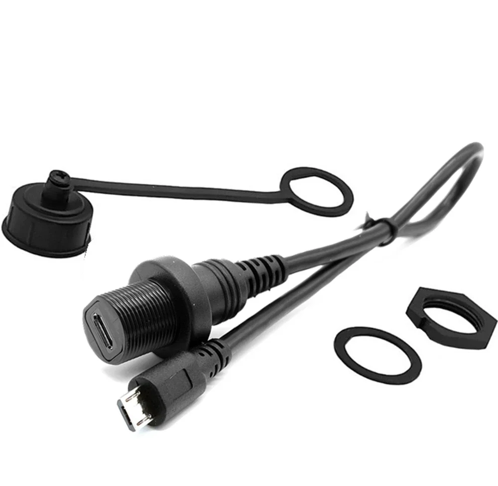 

Micro USB 2.0 IP67 Waterproof Cable, Micro USB 5pin IP 67 Male to Female Panel Mount Waterproof Plug Extension Cable 30cm 1m