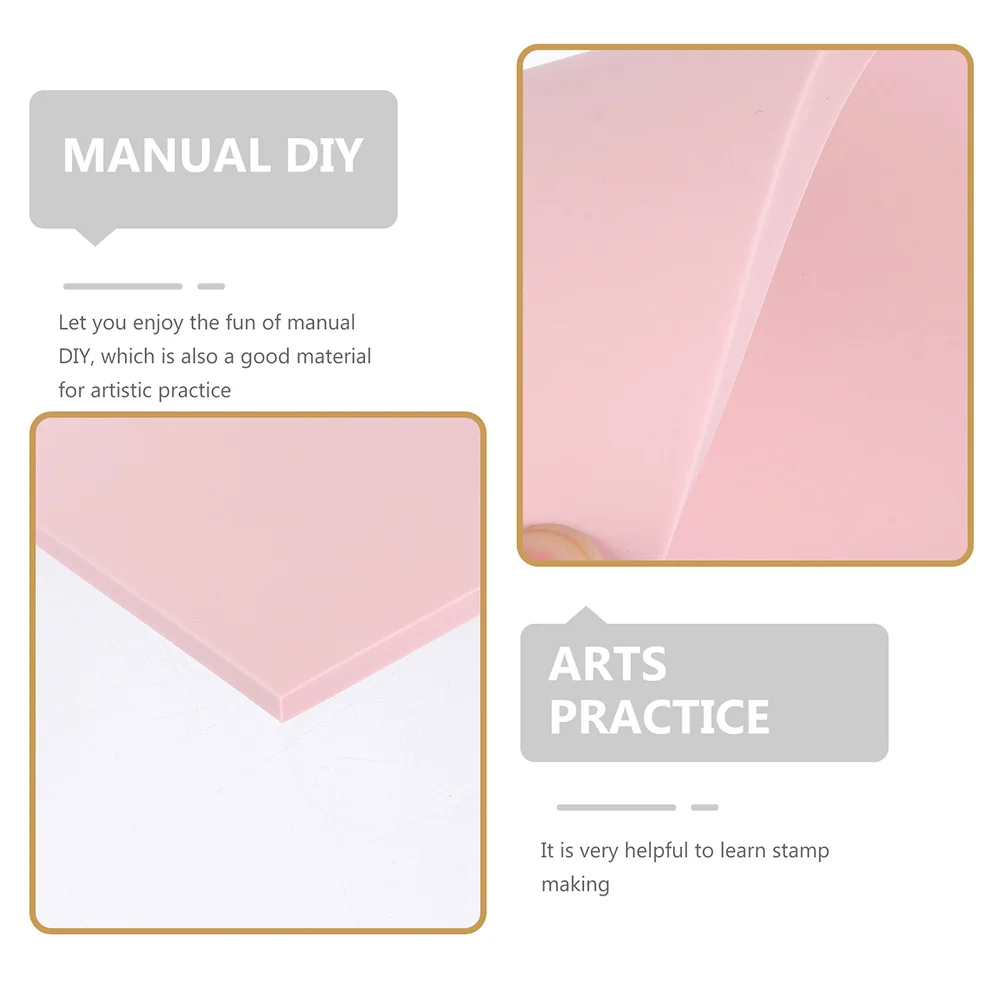 

4pcs Pink Rubber Bricks 15x10x0.6cm for DIY Carving Smooth Edges Lightweight Portable Storage Rubber Stamp Tools Sculpture