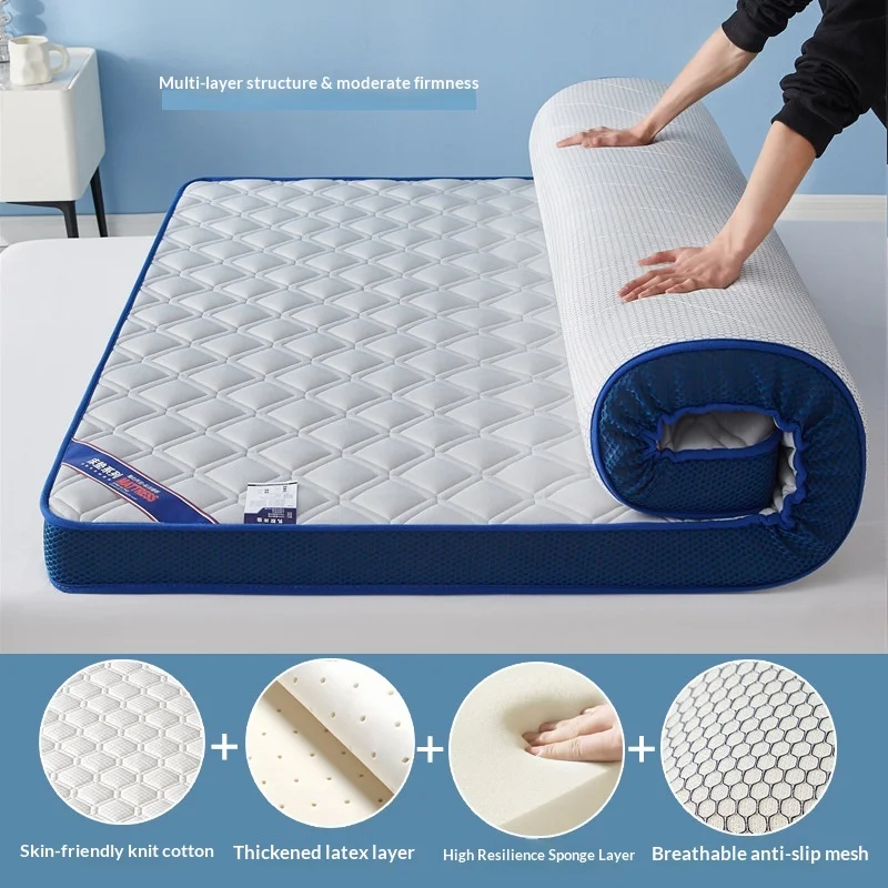 Thick Foldable Memory Foam Latex Mattress Dorm Student Rental Home Guest Floor Sleeping Pad Double Queen Twin Portable White image 5