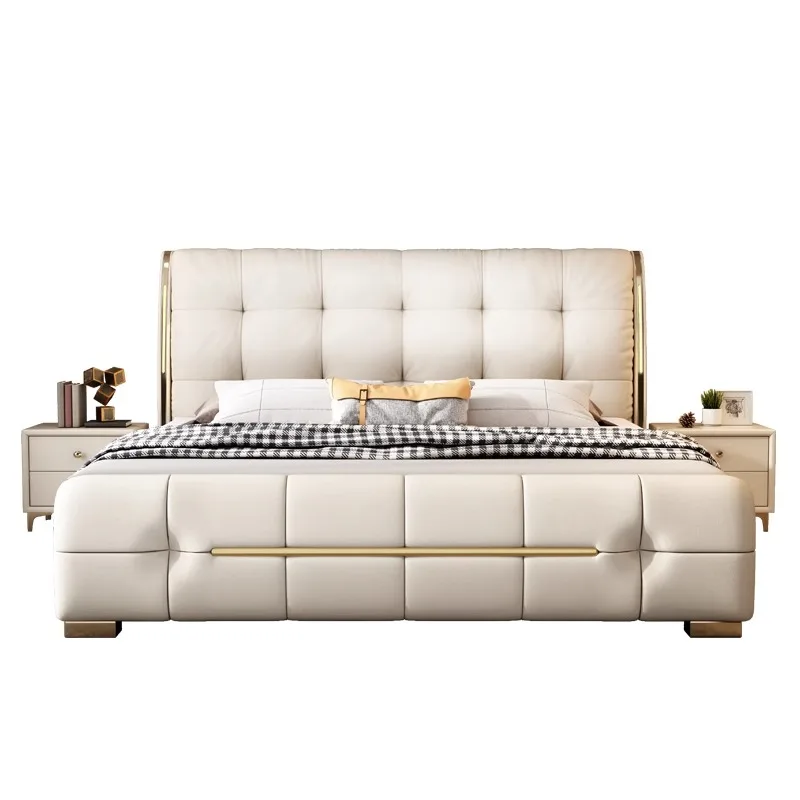 ريفي فاخر سرير مزدوج ملاءات مرتبة جلدية عالية الحديثة إطار سرير مزدوج تخزين رخيصة كاما أثاث غرفة نوم الزوجية #6