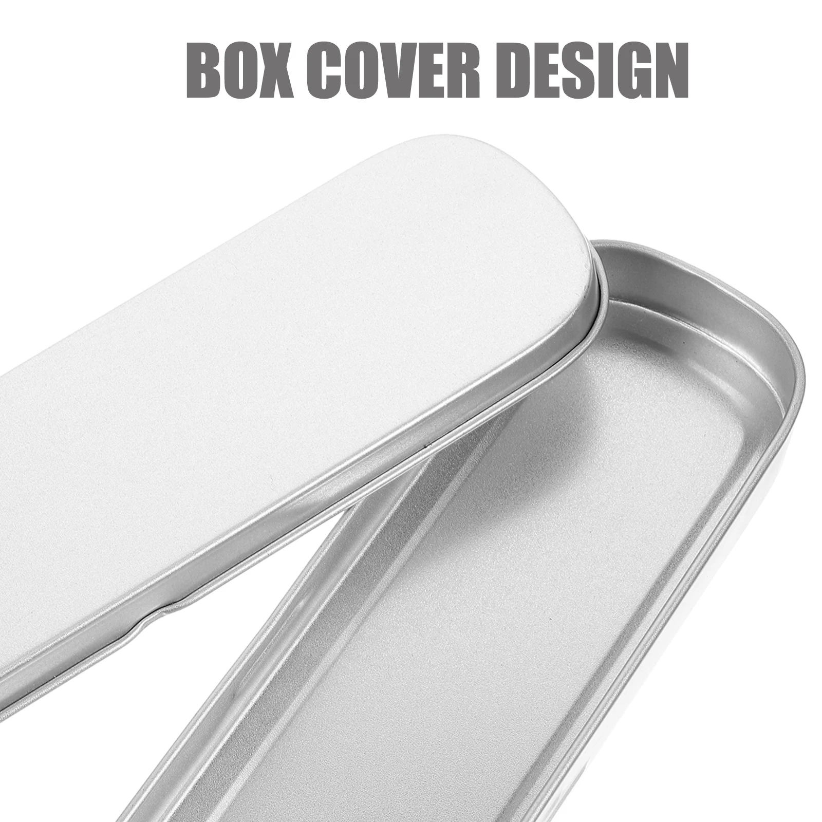 

2 Pcs Pencil Case Tin Stationery Box Metal with Cover Organizer Holder for Desk