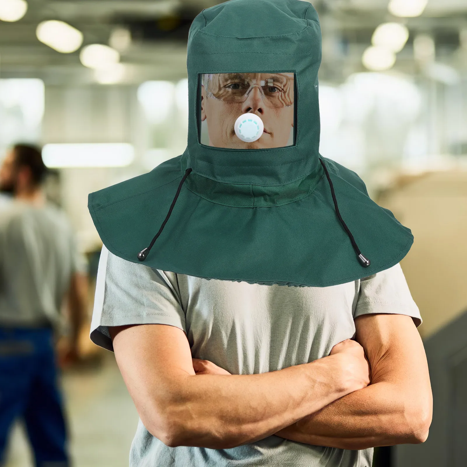 

Industrial Sandblasting Hood Mask Protective Gear for Men Full Coverage Head Neck Shield Easy Maintenance Efficient Filtration