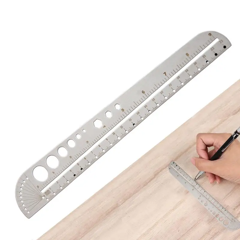 Geometric Ruler Protractor Figure Drafting Measuring Tool Metal Ruler Scale Ruler Multifunctional Drafting Tools & Kits For