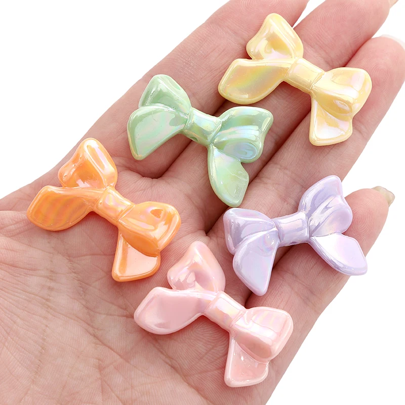 

Hot Sale 32x24mm 5/10Pcs Acrylic AB Color Ribbon Bowknot Beads Handmade DIY Material For Sewing Dress Garment Accessories