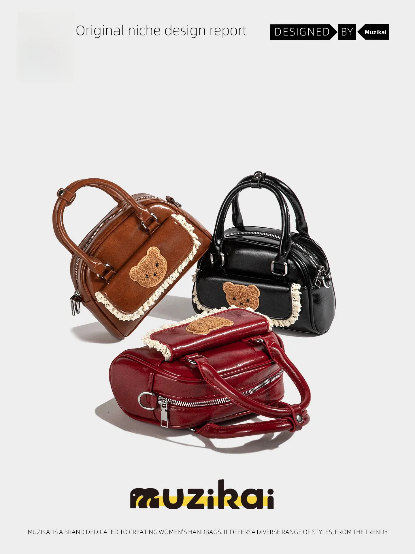 

MuziKai Cute Cartoon Casual Crossbody Bag Women's Handbag Small Square Bag Youthful Fashion Soft Handle Medium Hardness