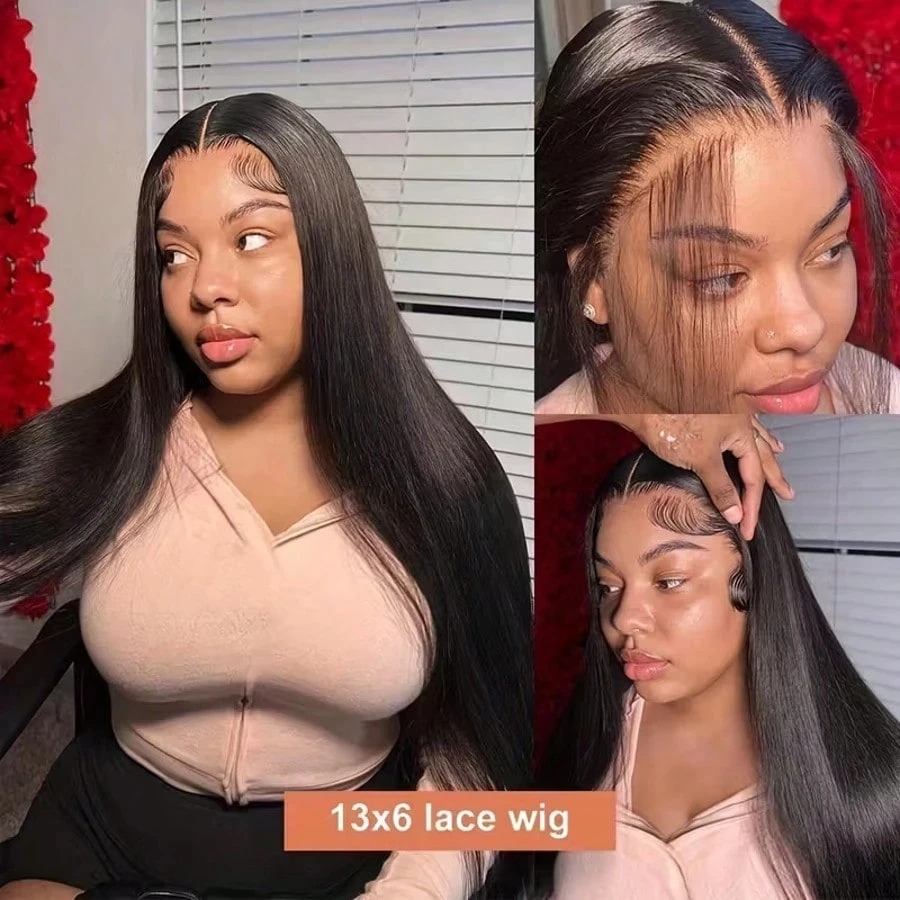 

13x4 13x6 Transparent Hd Lace Frontal Wig Pre Plucked Brazilian Front Wigs For Black Women 42Inch Bone Straight Human Hair Wigs