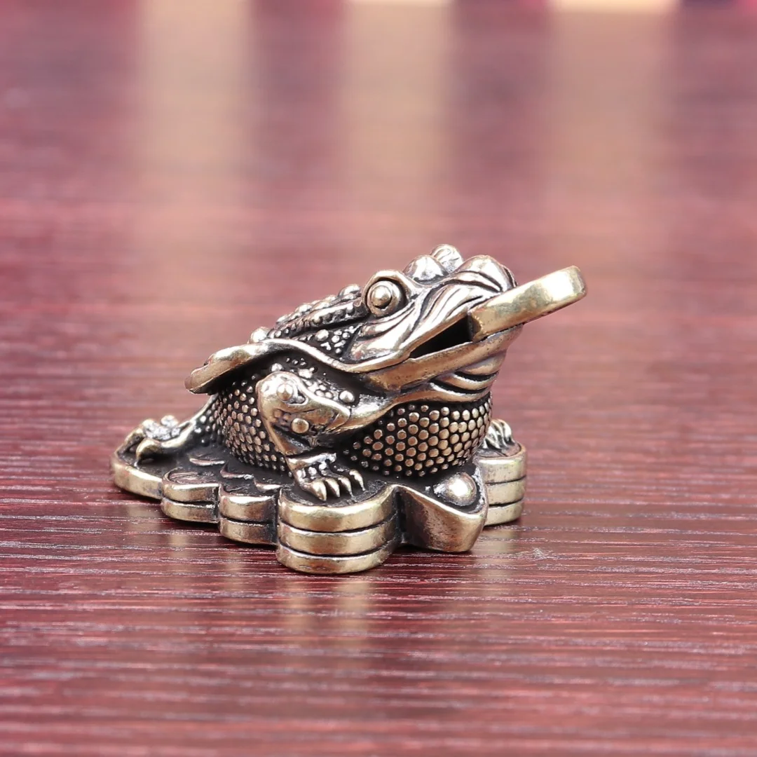 Pure Copper Tricorns Wealth Attracting Toad Figurine Desktop Office Living Room Opening Home Tea Play Tea Pet Decorations
