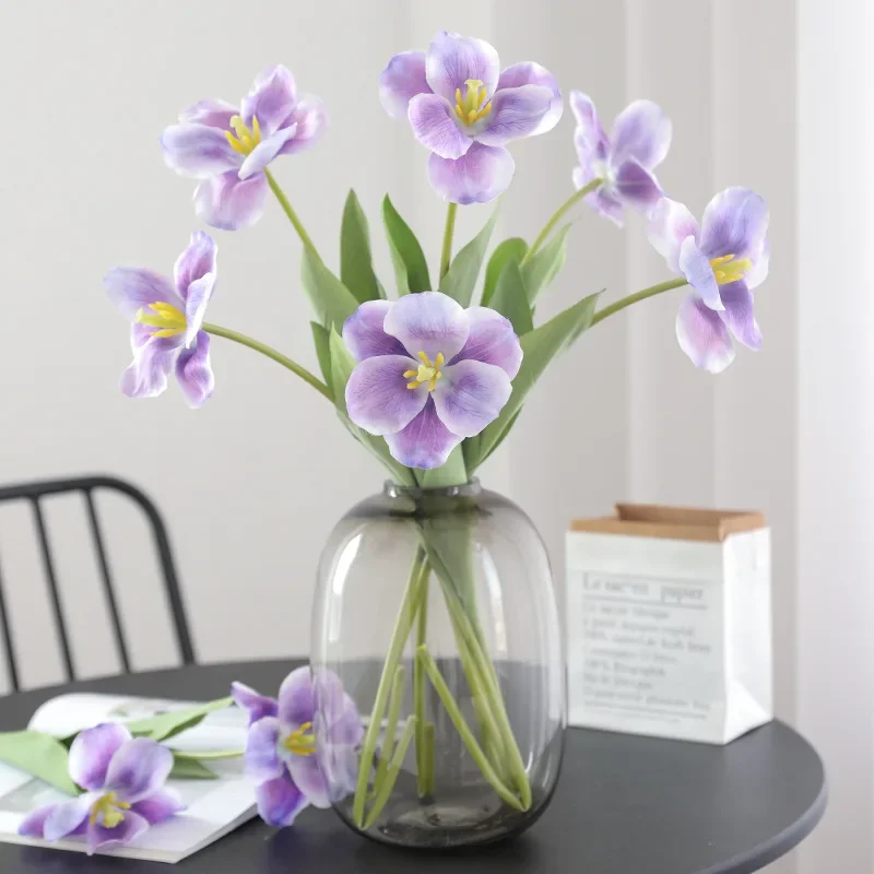 

6PCS Pale Lavender Artificial Flowers, Faux Tulips, Fake Tulip Bouquets for DIY Wedding, Bridal Shower, Party, and Home Decorati