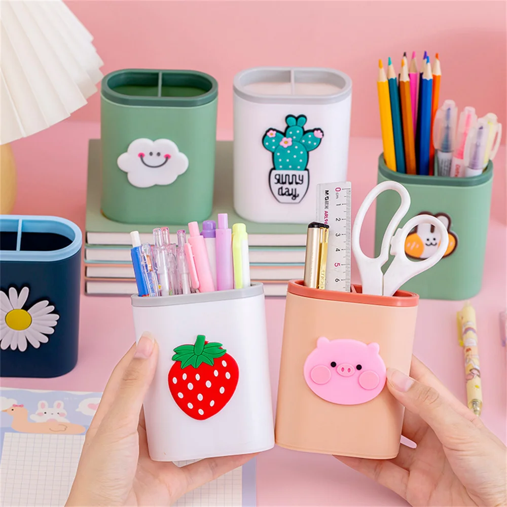 Mini Pen Holder Korean Creative Cute Cartoon Pencil Organizer Lovely Stationery Storage Box Student/office Desktop Organizer