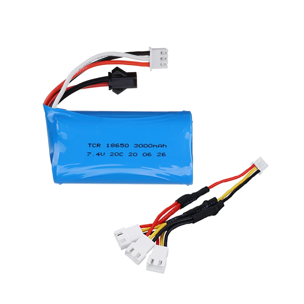 7,4 V 18650 Batterie und ladegerät 2S 7,4 v 3000mah SM stecker Li-Ion Batterie Für MN99S D90 U12A off-road racing fahrzeug RC Boote Autos