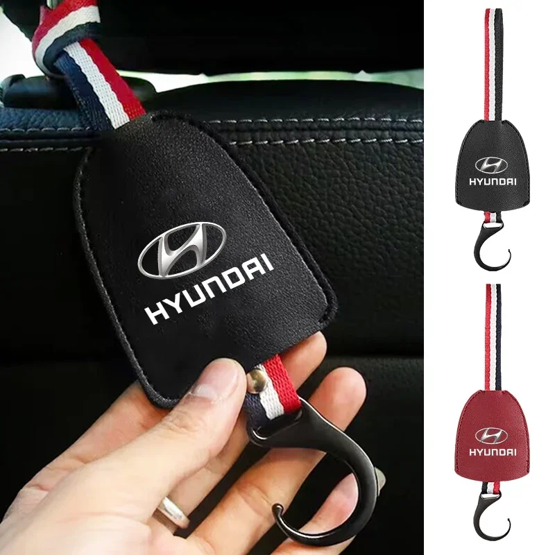 Car Logo Seat Back Hanger Bag Hook Hidden Car Interior Hooks For Hyundai Tucson IX35 I30 I20 Kona Coupe Veloster I40 Getz
