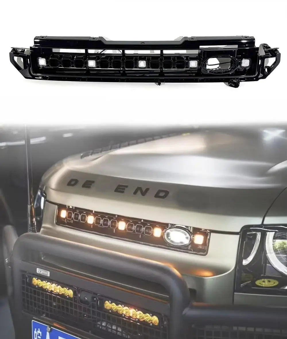 Car Ventilation Grille Front Bumper Grill With Led Dynamic Running Light OCTA for Land Rover Defender 2020-2026 90 110 130
