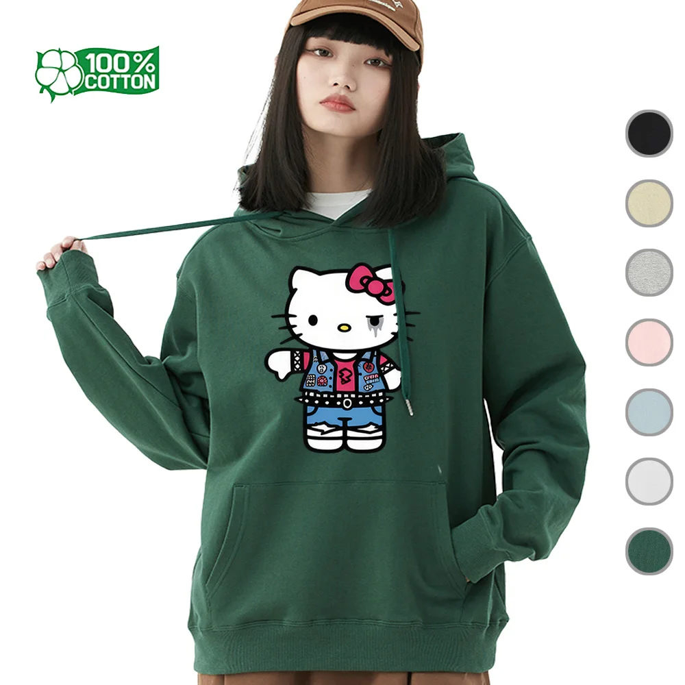 

Cool Graphic Hello Kitty Rock Band Hoodie and Sweatshirt, Sanrio Cotton Pullover, Soft Unisex T-Shirt StyleTop Clothing Apparel