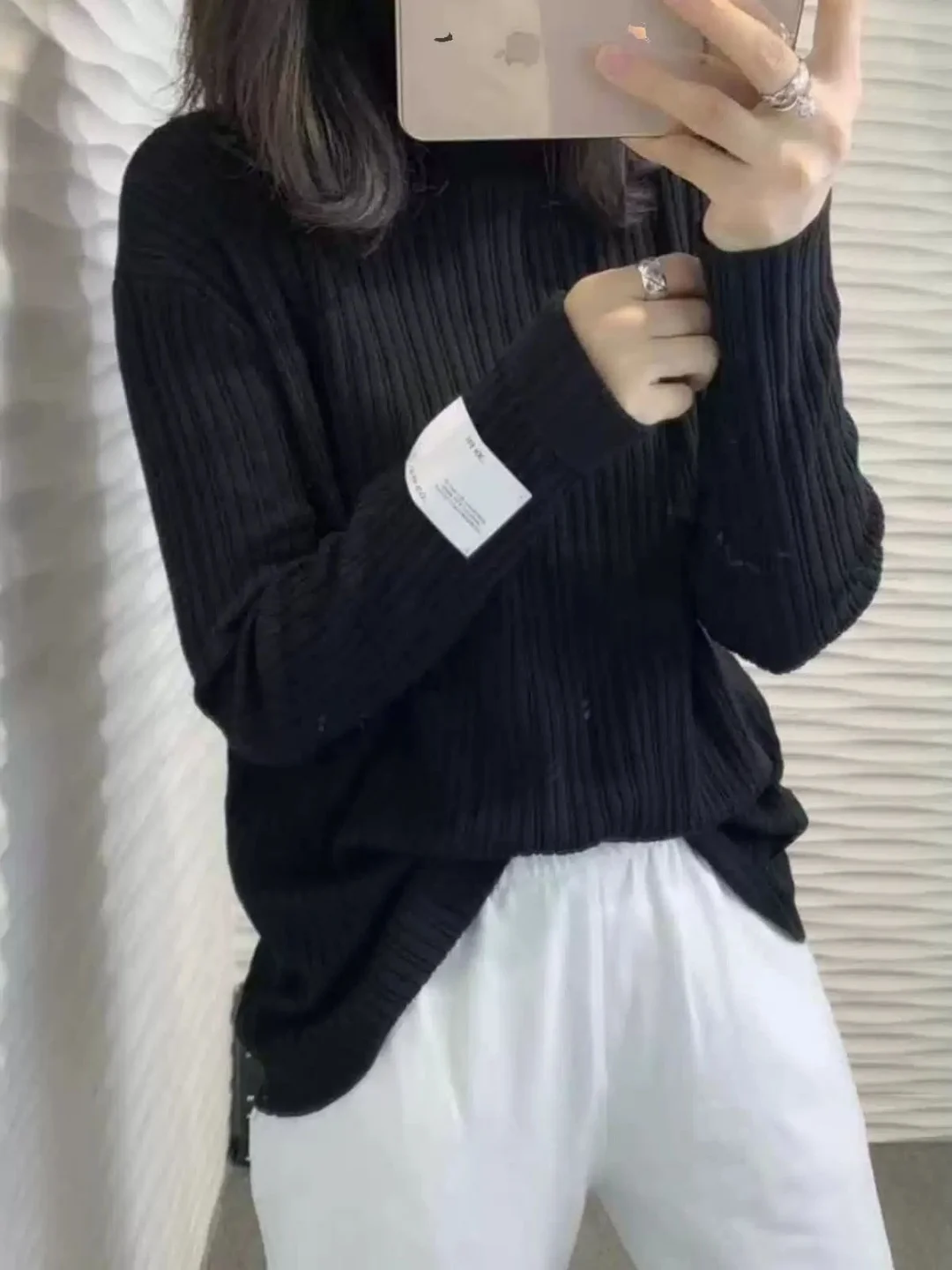 

2026 New Women's Long Sve Knitted Sweater Crew Ne Pure Color Loose Fit Daily Wear Commute Sle Large Size 300 Pou