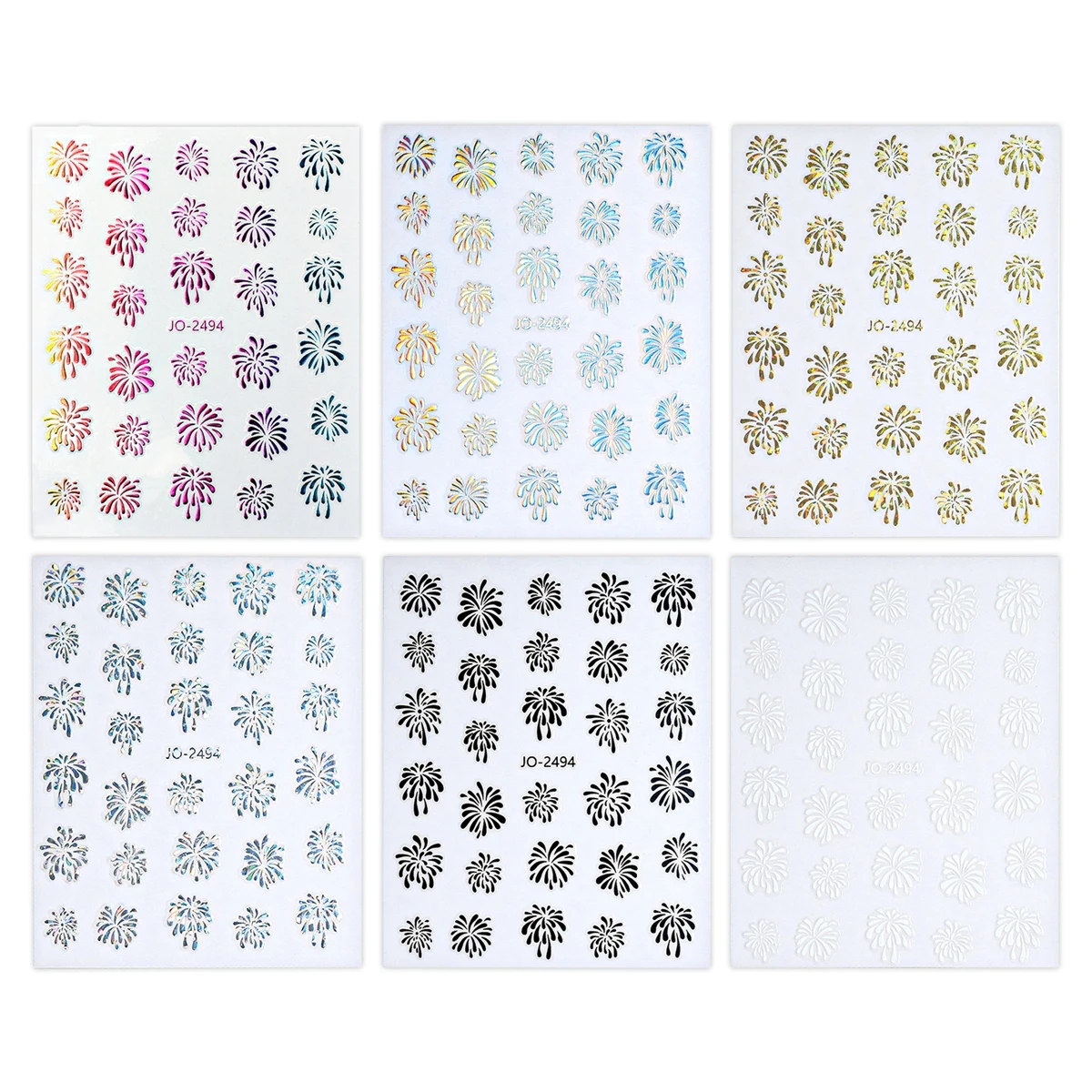 1 Sheets Colorful Nail Art Stickers 3D Laser Silvery Fireworks Designs Nail Art Decals For Nail Art Decoration