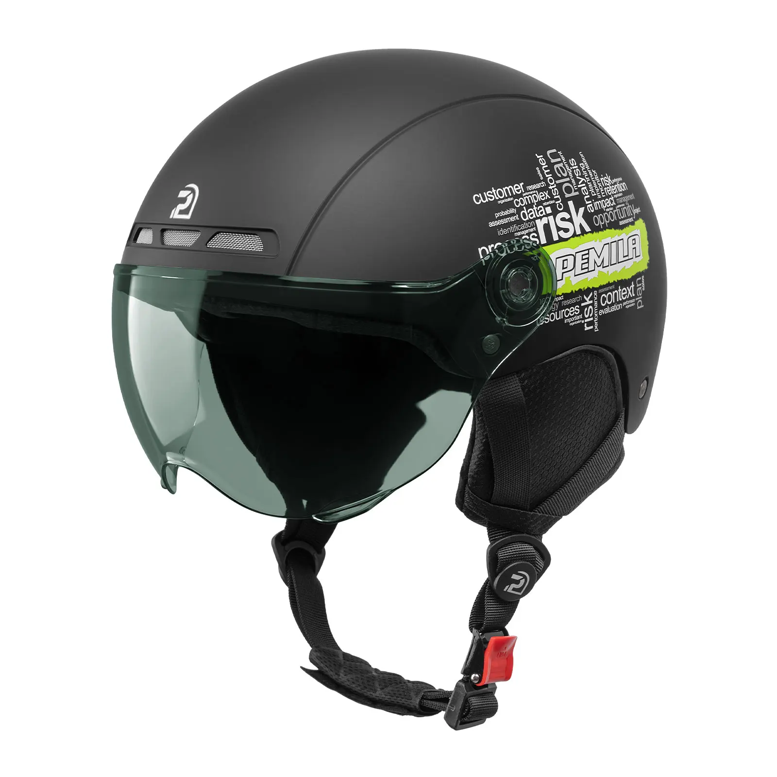 PEMILA Unisex Erwachsenenhelm, Verstellbare Schutzbrillenlinse, Verdickte Ohrpolster, ABS- & EPS-Innenfutter, Sicher und Leicht für Pendler-E-Bikes – Detail 4