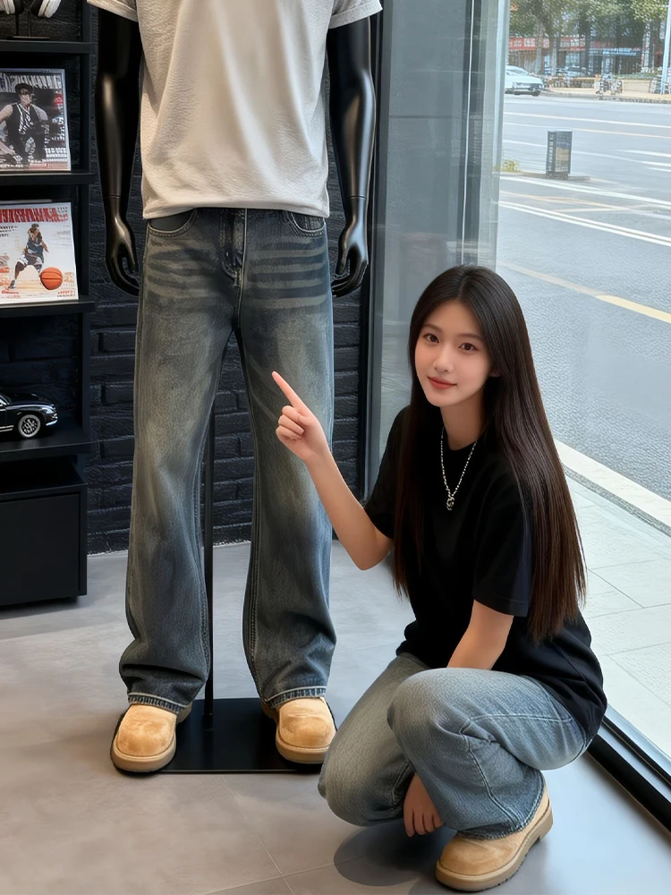 

New Faion Brand Men's Straight Leg Jeans High Waist Waed Low Rise Spring Summer Autumn Trendy And Haome Leg Lengthening