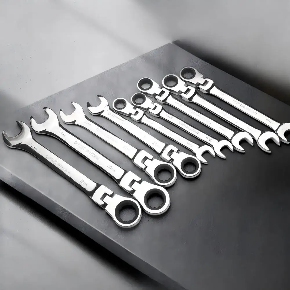 1-Piece Ratchet Wrench of Keys Spanner Hand Tool 72-Tooth Ratcheting Flexible Head Mirror Finish