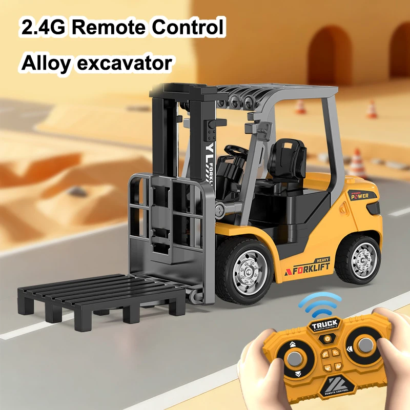 1/64 Mini Truck Excavator Forklift Christmas Gifts Kids boys 1/64 RC Forklift Mini Alloy Desktop Toy Die-Cast Tabletop Play