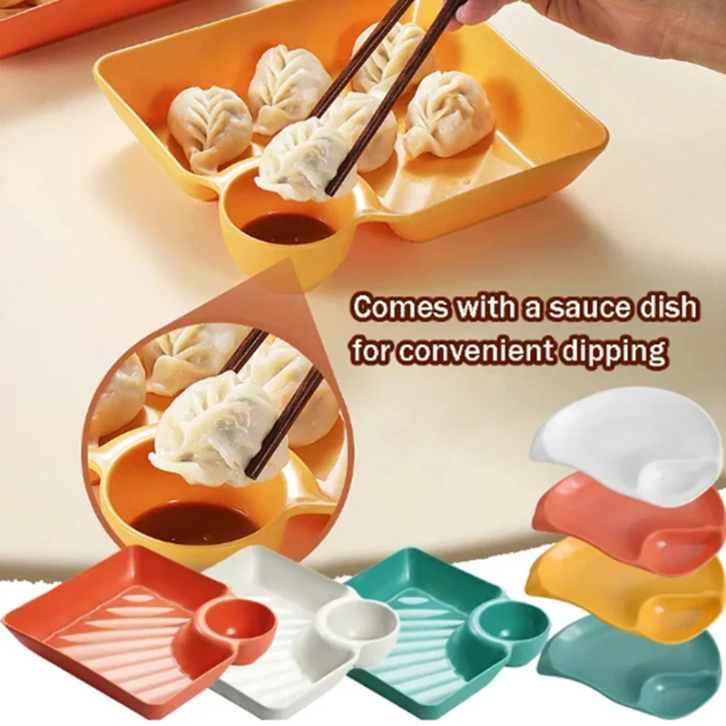Dumpling Plate With Sauce Dish Design Versatile Snack Tray Easy To Clean Snacks Desserts Sushi Tray Kitchen Tableware