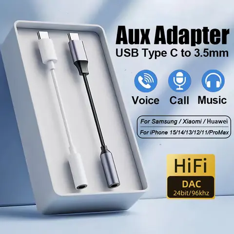 Adattatore per cuffie da USB C a 3,5 mm per iPhone Sumsang Huawei Xiaomi Redmi Poco Pixel Cavo adattatore audio AUX per auricolari con jack da 3,5 mm