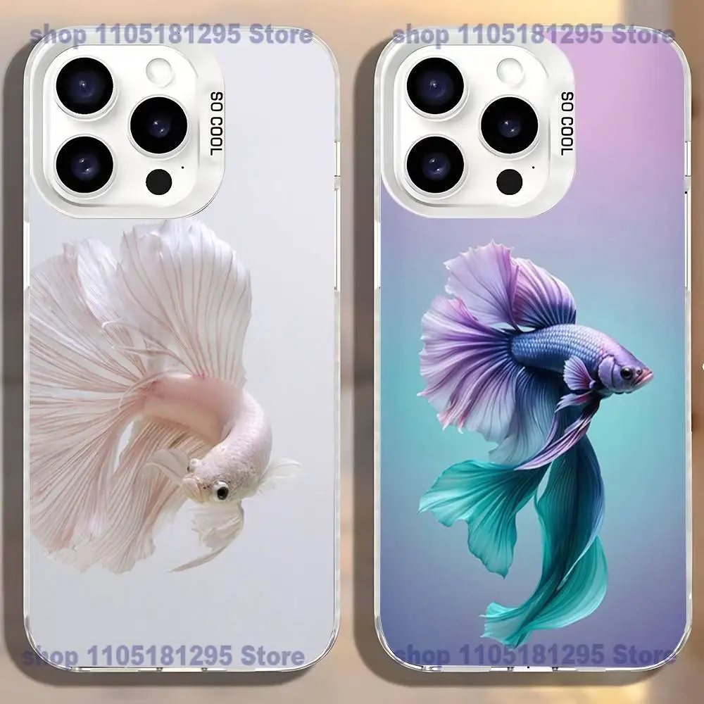 

fighting fish Phone Case Phone Case For iPhone17,16,15,14,13,12,11,Mini,Pro,SE,MAX,plus,White Matte Shockproof Cover