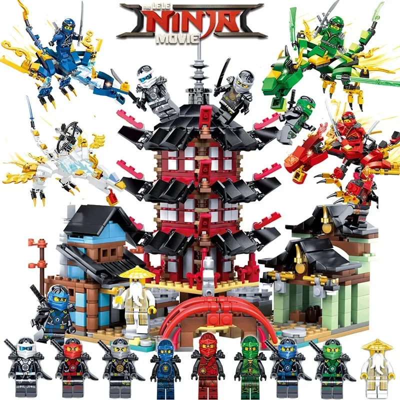 Nuevo Ninjagoed Airjitzu Temple Dragon establece bloques de construcción regalos de navidad juguetes para niños