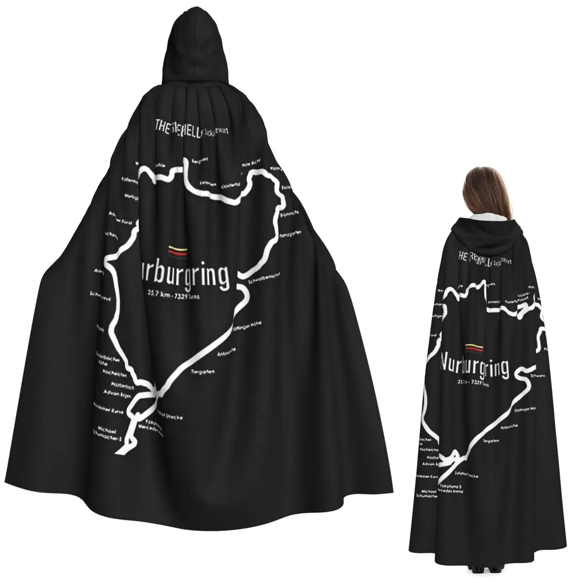 

Nurburgring Long Hooded Cloak Witch Medieval Costume Cosplay Cape HalloweenVampire Adult Unisex