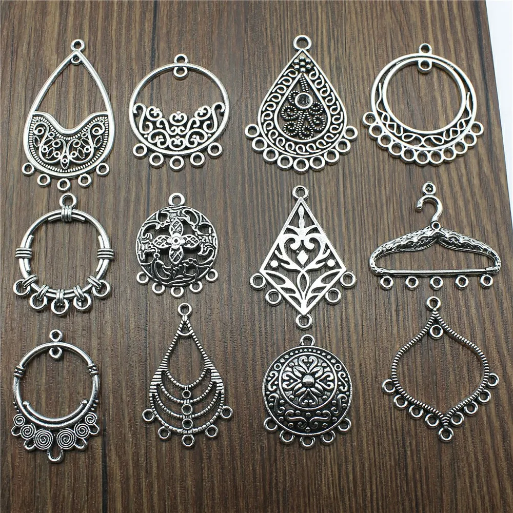 10 sztuk / partia kolczyk złącze Charms antyczne srebro kolor kolczyk Charms złącze do tworzenia biżuterii
