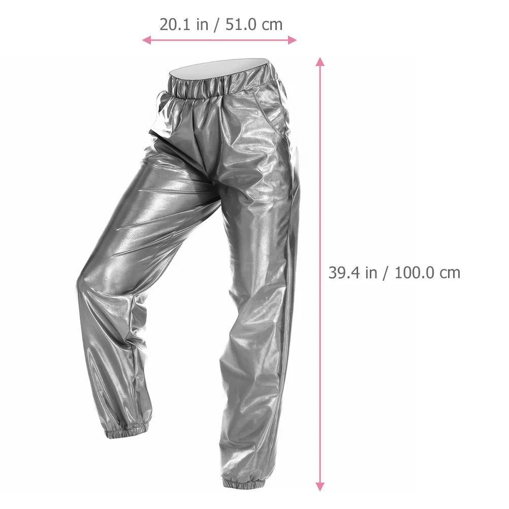 Metaliczne spodnie sportowe do jogi z wysokim stanem i elastycznym pasem, idealne na imprezy, dyskoteki i do klubu, lekkie, oddychające, codzienne spodnie.