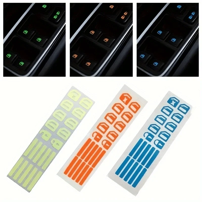 

1 Pc Luminous Car Switch Sticker, Self-Adhesive Interior Label, Green/Blue/Orange Optional, for Vehicle Dashboard, Car Interior