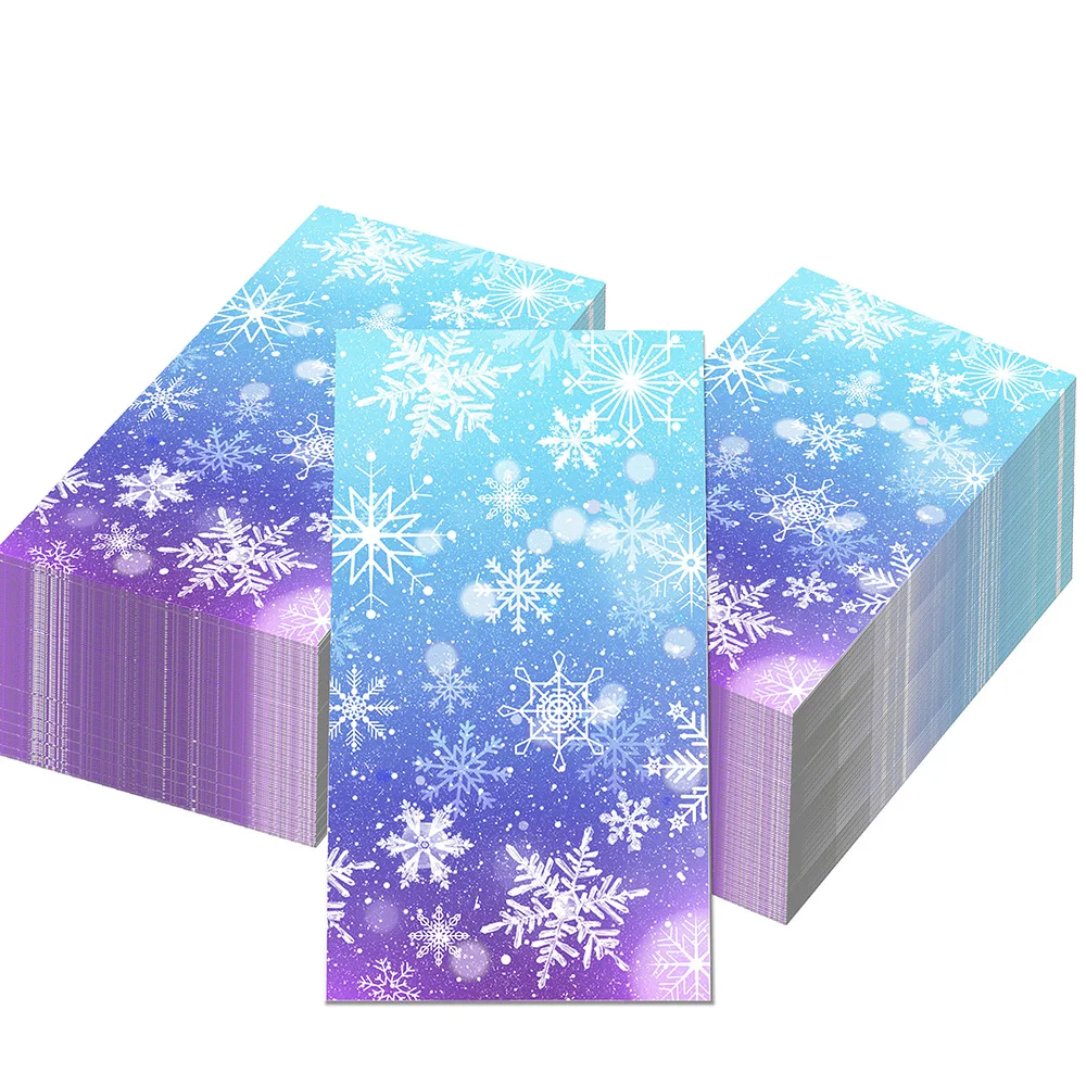 20Pcs Winter Snowflake Paper Napkins Blue Purple Disposable Napkin Frozen Theme Party Table Decor Christmas Holiday Supplies
