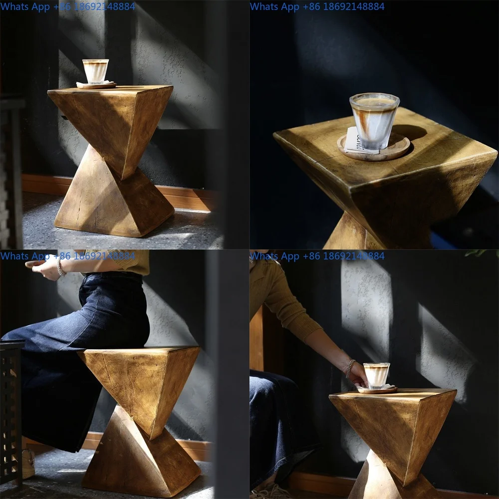 Minimalist Magnesium Oxide Coffee Table Artistic Guesthouse Living Room Sofa Wood Grain Side Table Creative Bedroom
